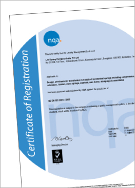 Certificat ISO de Lee Spring India
